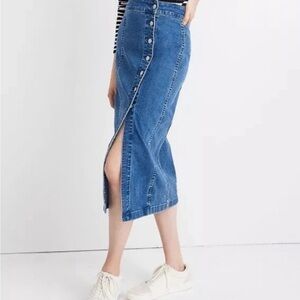Madewell Blue Side Button Midi Skirt Sz 32